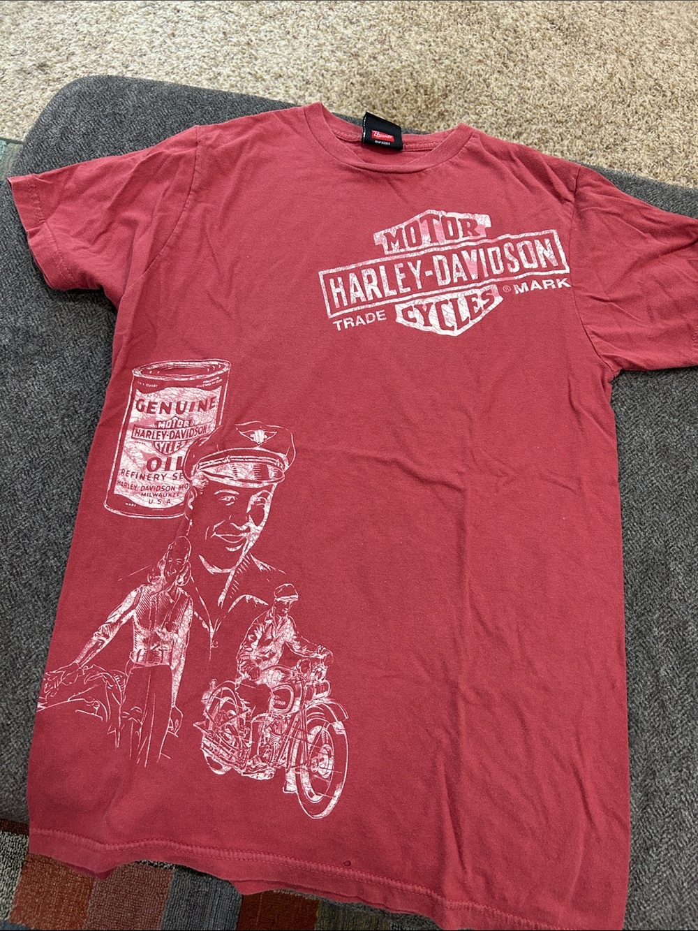 Harley-Davidson Red Short Sleeve Graphic Tee with White Print